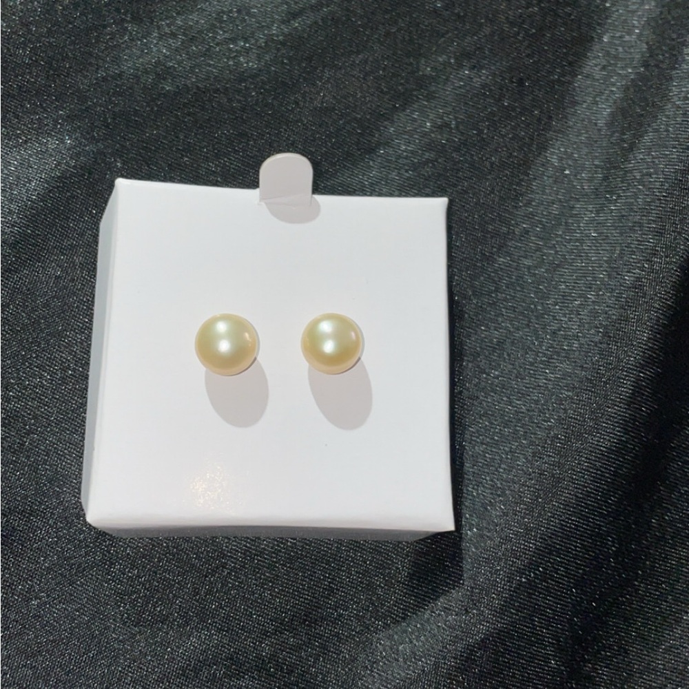 Golden Cream Pearl Earrings